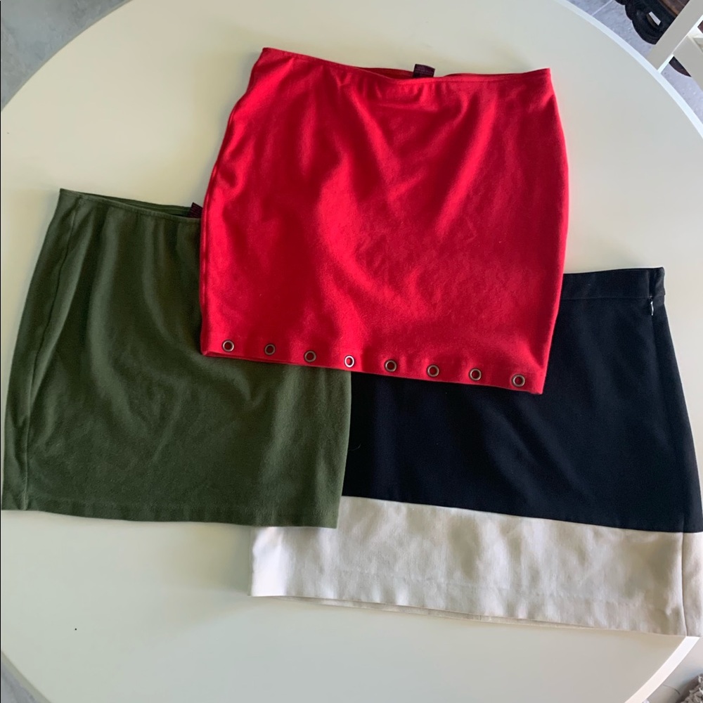 Set of 3 Y2K bodycon tight mini skirts